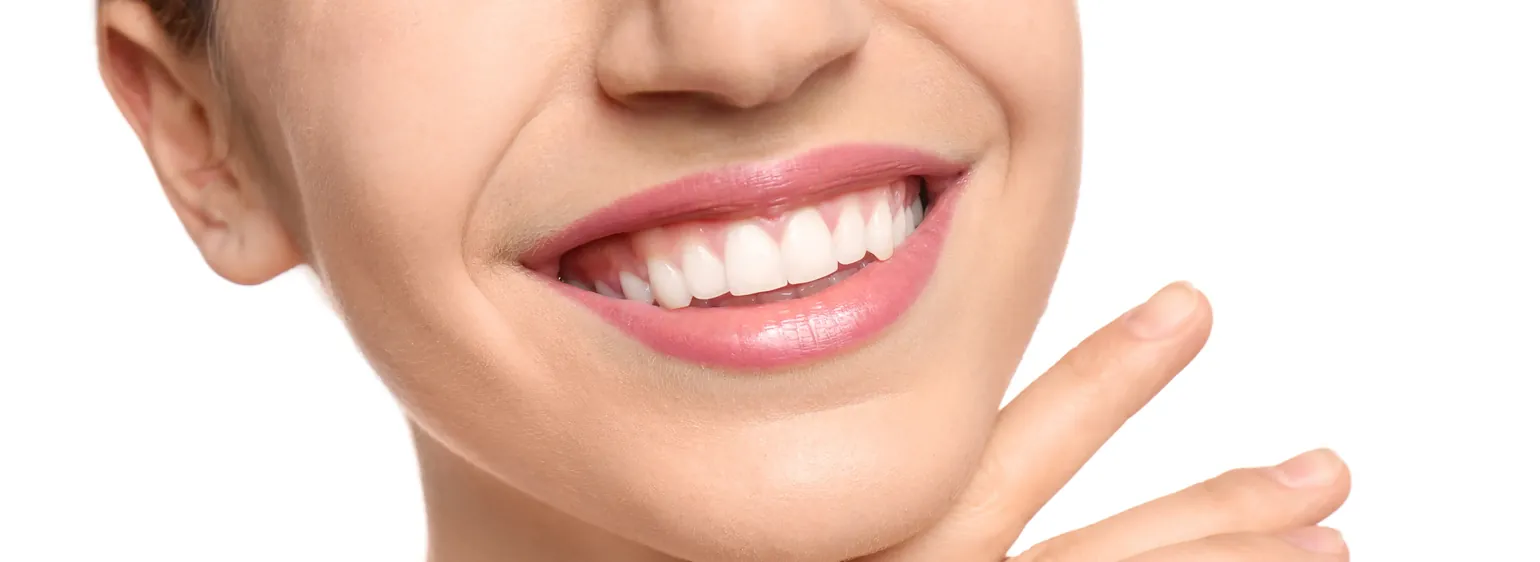 Close-up of a white smile after teeth whitening